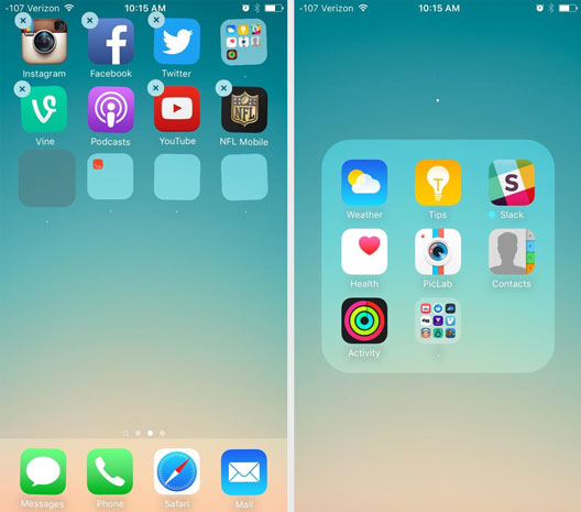قرار دادن پوشه ها در یکدیگر در iOS
