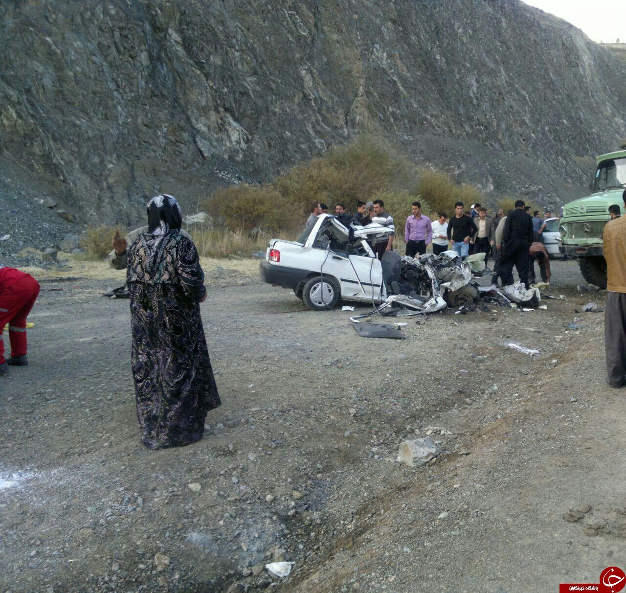 مچاله شدن پراید در کامیاران