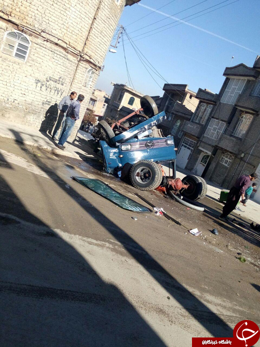 سرعت زیاد باعث واژگونی خاور شد + تصاویر