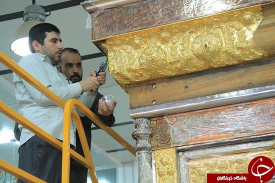 اتمام قلمزنی نوار بالائی ضریح جدید حضرت عباس علیه السلام