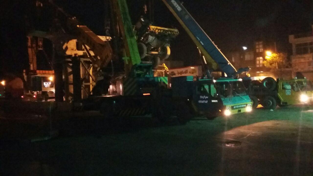 سقوط جرثقیل در قزوین + تصاویر