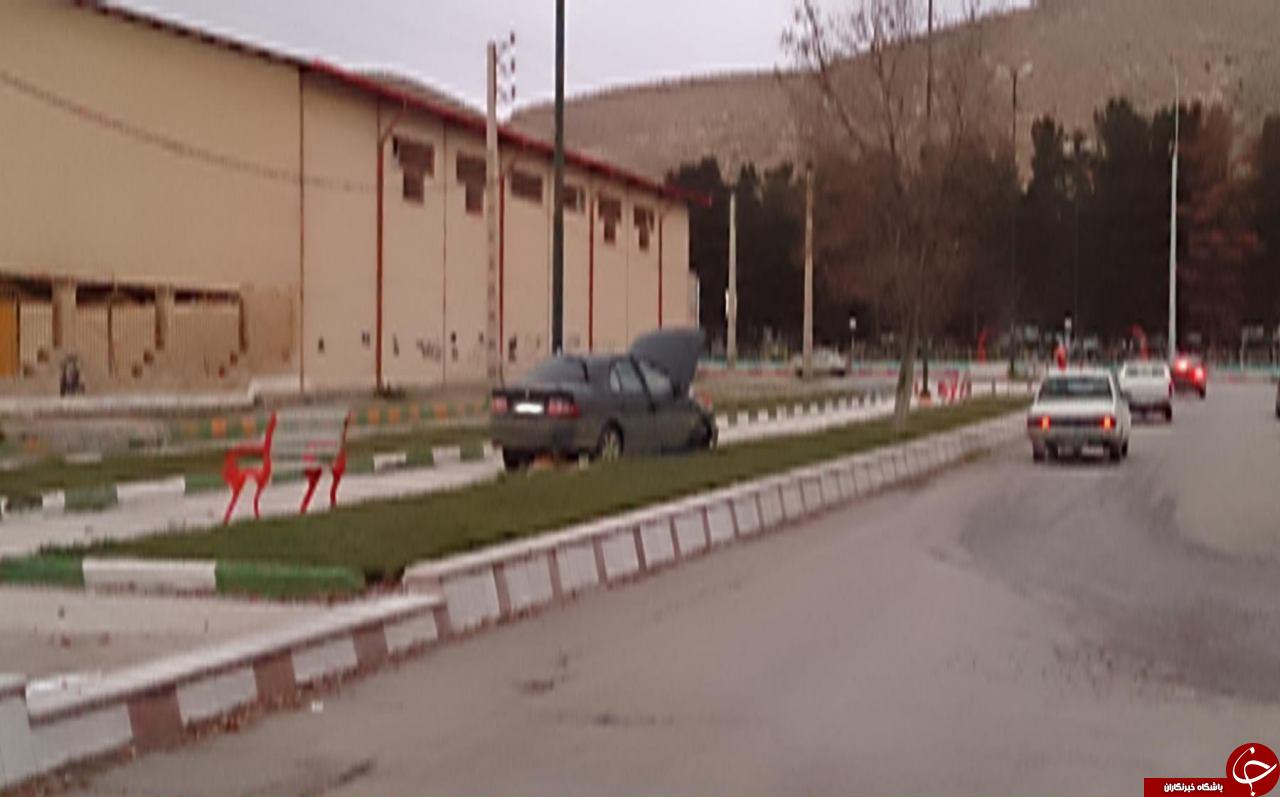 انحراف عجیب خودروی سمند + تصاویر