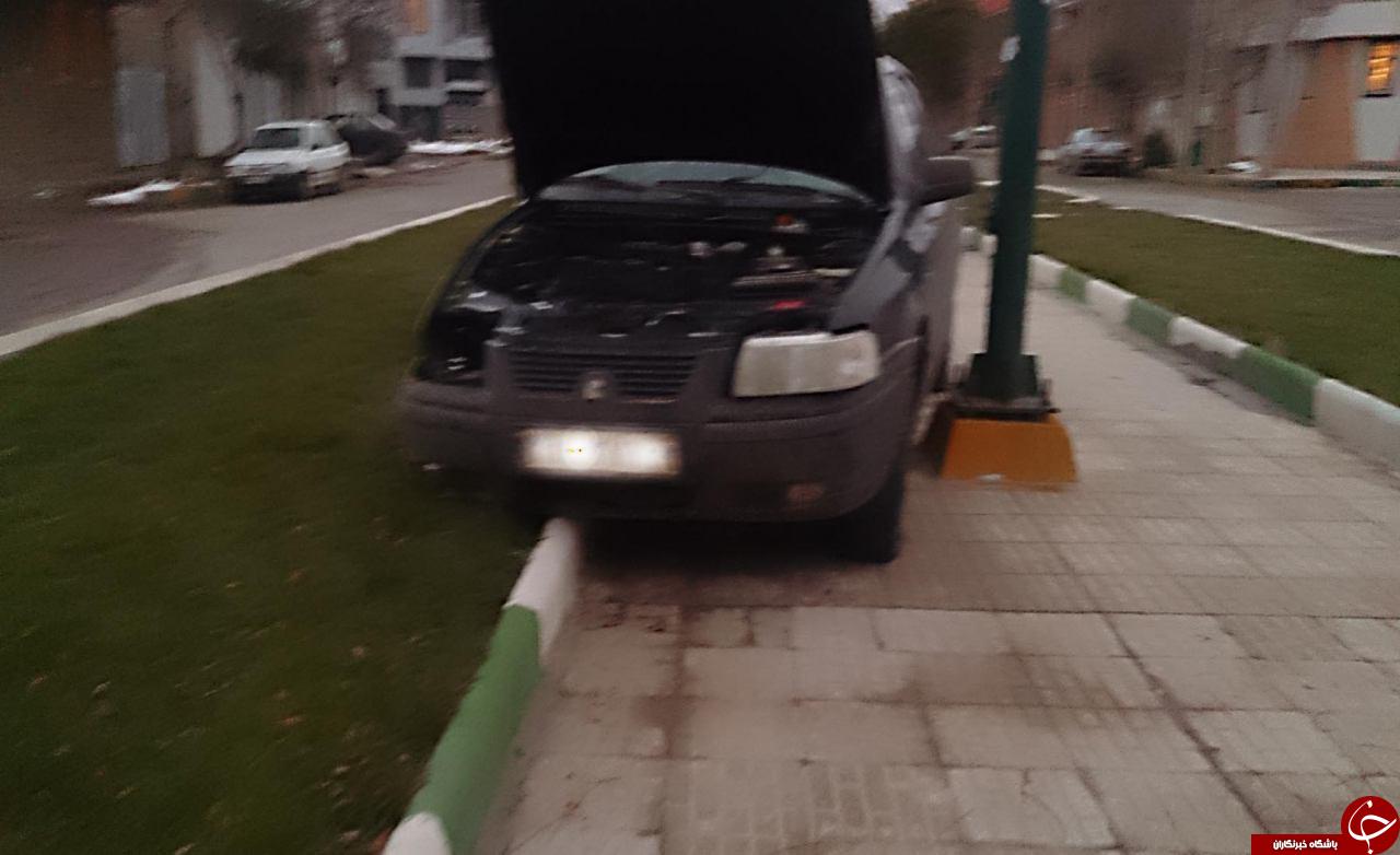 انحراف عجیب خودروی سمند + تصاویر