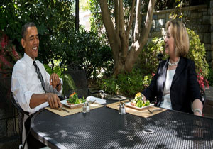 ناهار خصوصی کلینتون و اوباما پشت درهای بسته