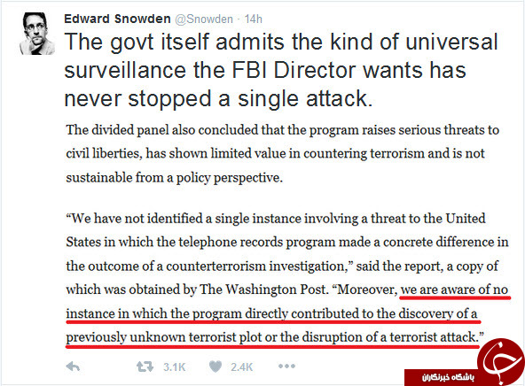 افشاگری های جدید اسنودن از رئیس FBI