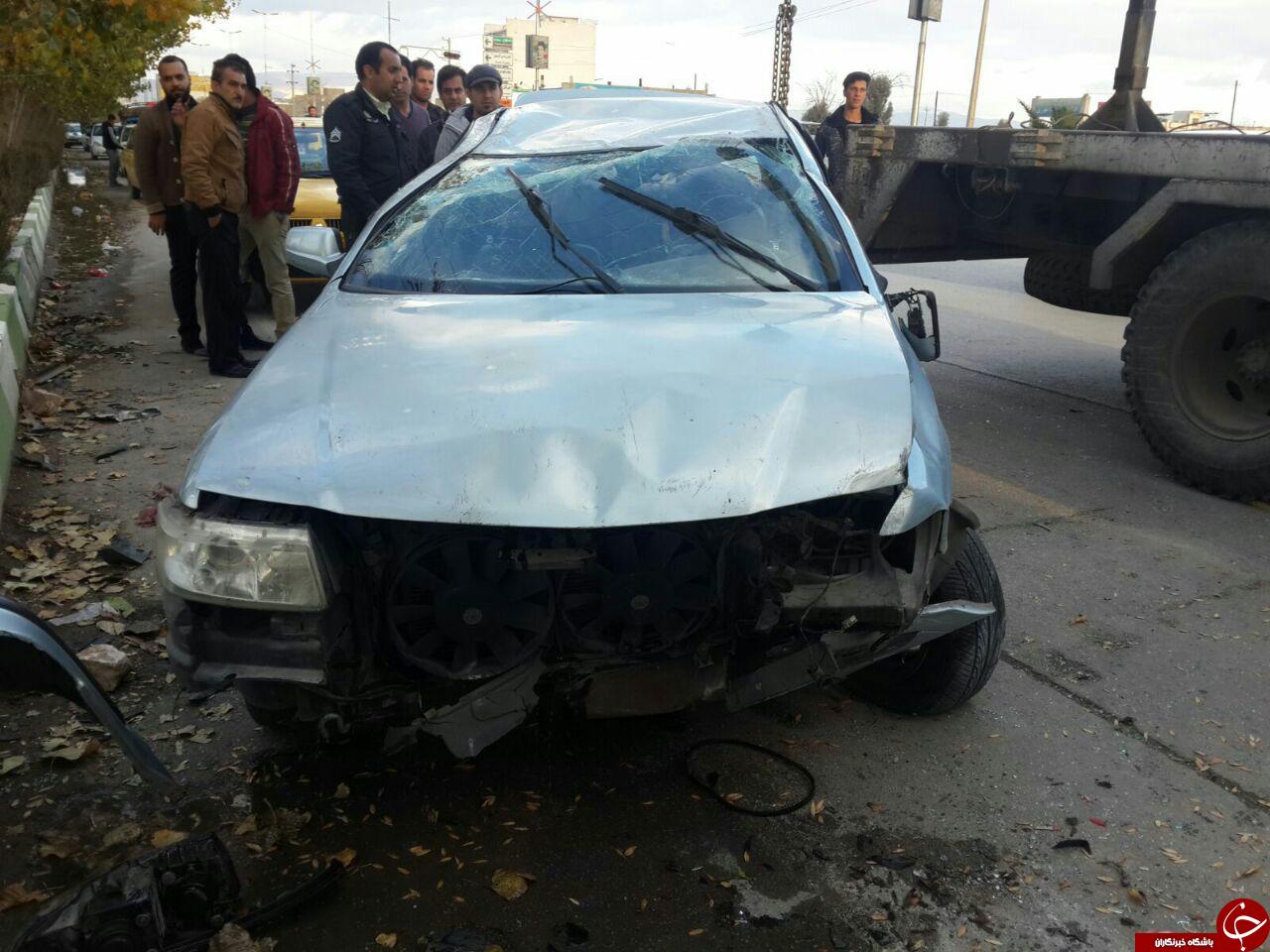 یک خودرو در مرودشت، فارس منحرف شد + تصاویر