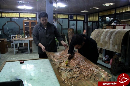اتمام قلم&zwnj;زنی سقف ضریح جدید حضرت عباس(ع) + تصاویر