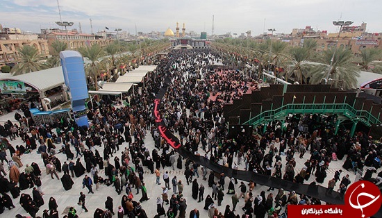 طولانی&zwnj;ترین پرچم لبیک یا حسین(ع) در کربلای معلی + تصاویر