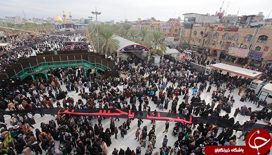 طولانی&zwnj;ترین پرچم لبیک یا حسین(ع) در کربلای معلی + تصاویر