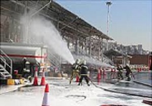 مانور آتش نشانی در شرکت نفت