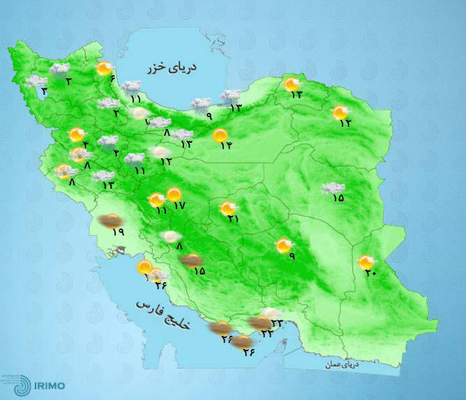 پیش بینی وضع هوای دهم فروردین در استان گلستان و سایر نقاط