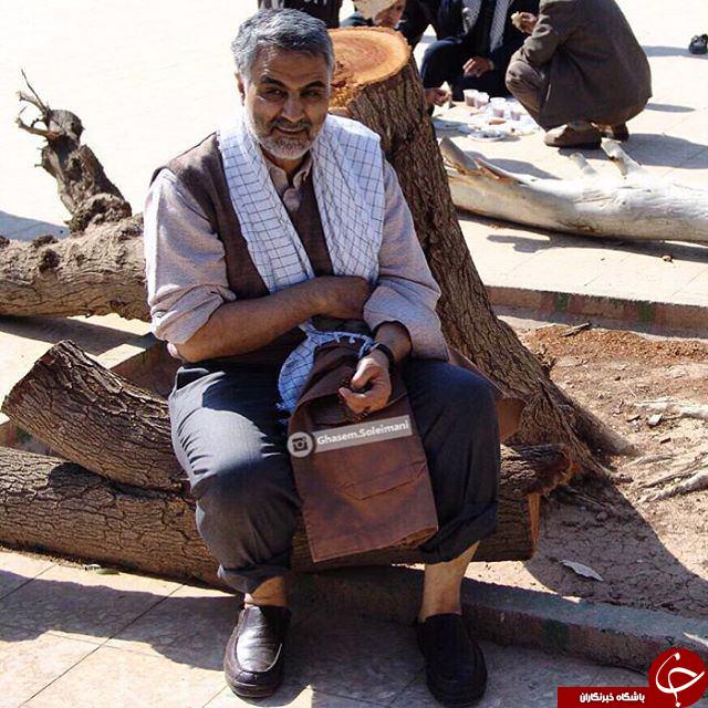 سردار سلیمانی با تیپ متفاوت+عکس
