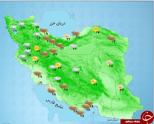 اطلاع از وضع هوای استان ها در یک نگاه + تصویر