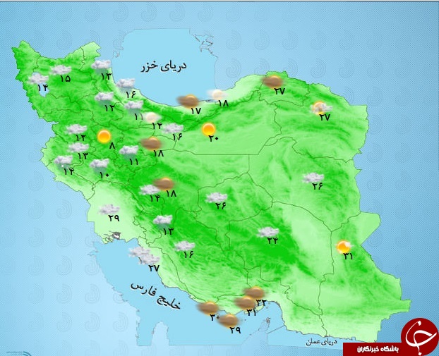 اطلاع از وضع هوای استان ها در یک نگاه + تصویر