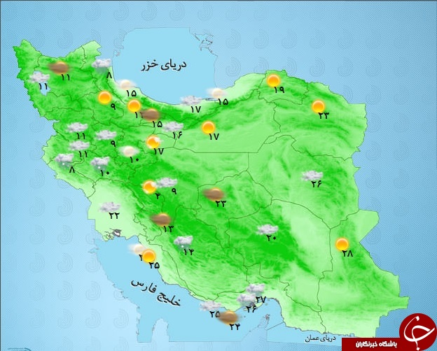 اطلاع از وضع هوای استان ها در یک نگاه + تصویر