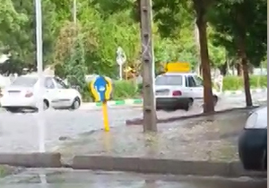 آب&zwnj;گرفتگی در خیابان&zwnj;های مشهد + فیلم