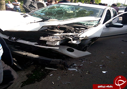 برخورد شدید 206 با تریلی بلوار لاکان رشت + تصویر