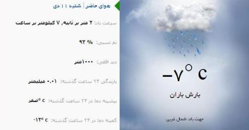 آب و هوا - آذربایجان شرقی 11دی ماه  95