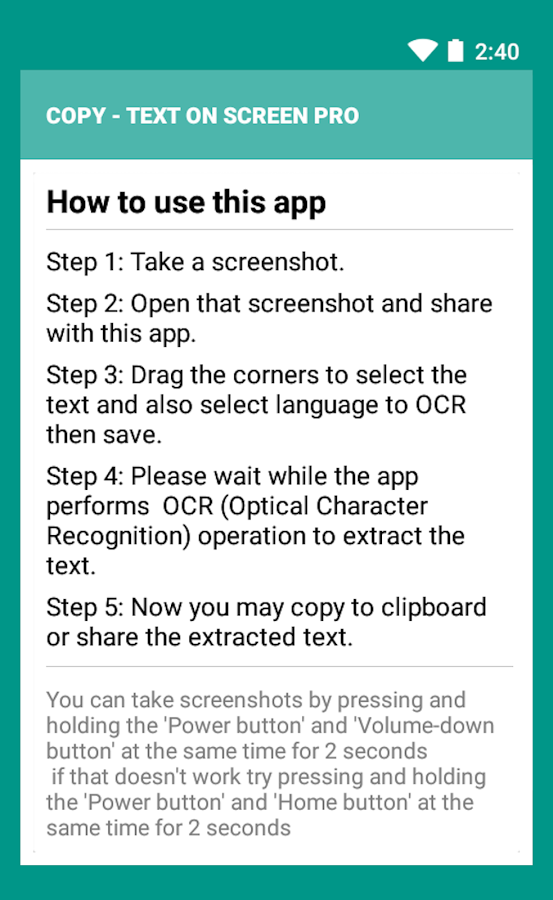 Copy Text On Screen