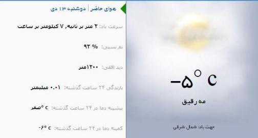 آب و هوا - آذربایجان شرقی 13دی ماه  95