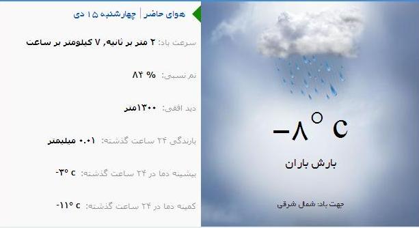 آب و هوا - آذربایجان شرقی 15دی ماه  95