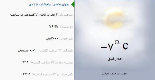 آب و هوا - آذربایجان شرقی 16دی ماه  95