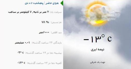 آب و هوا - آذربایجان شرقی 2 دی ماه  95