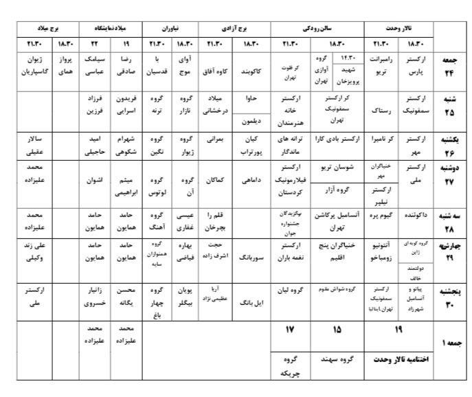 جشنواره موسيقی فجر از ٢٤دي ماه آغاز مي شود