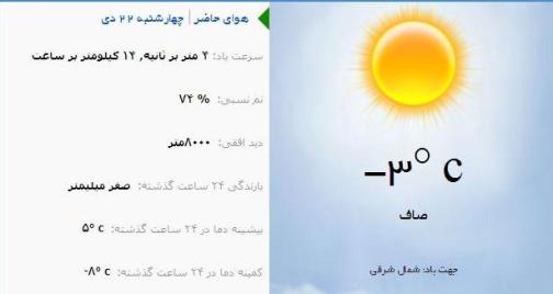 آب و هوا - آذربایجان شرقی 22 دی ماه  95