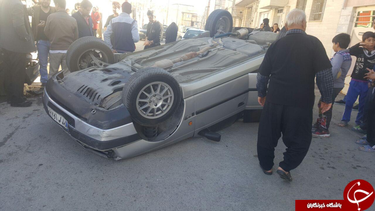 واژگونی هولناک پژو 405 در خیابان! + تصاویر