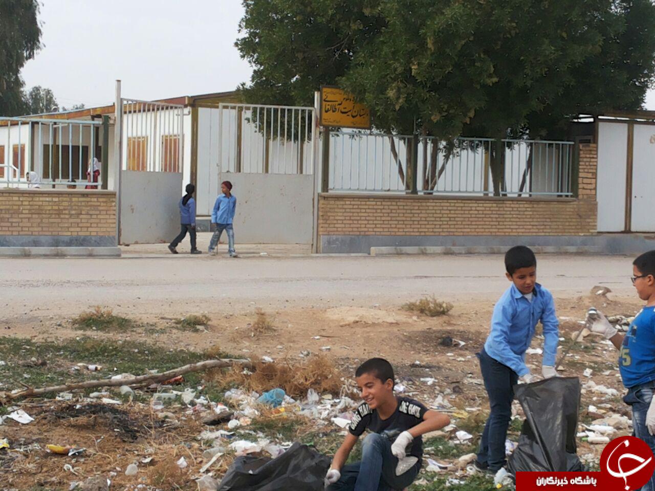 جمع آوری زباله توسط دوستداران محیط زیست در عشاره سفلا + تصاویر