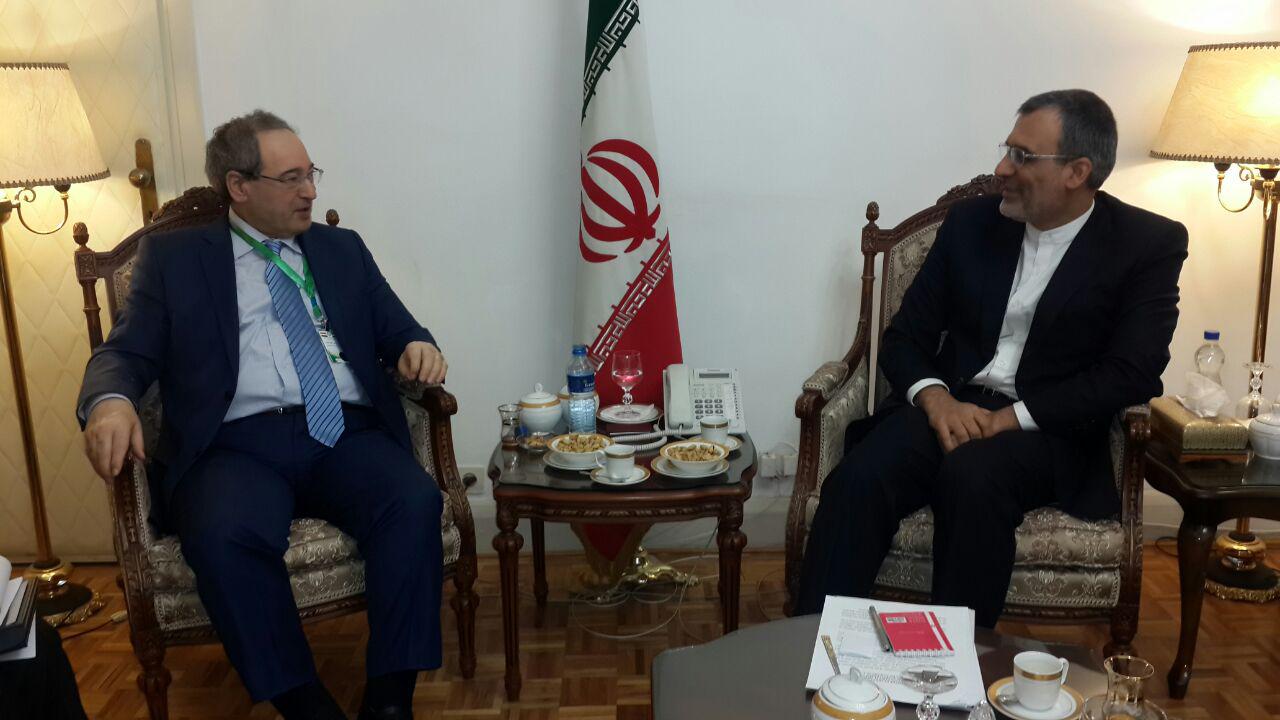 ملاقات فیصل مقداد قائم مقام وزیر خارجه سوریه با جابری انصاری