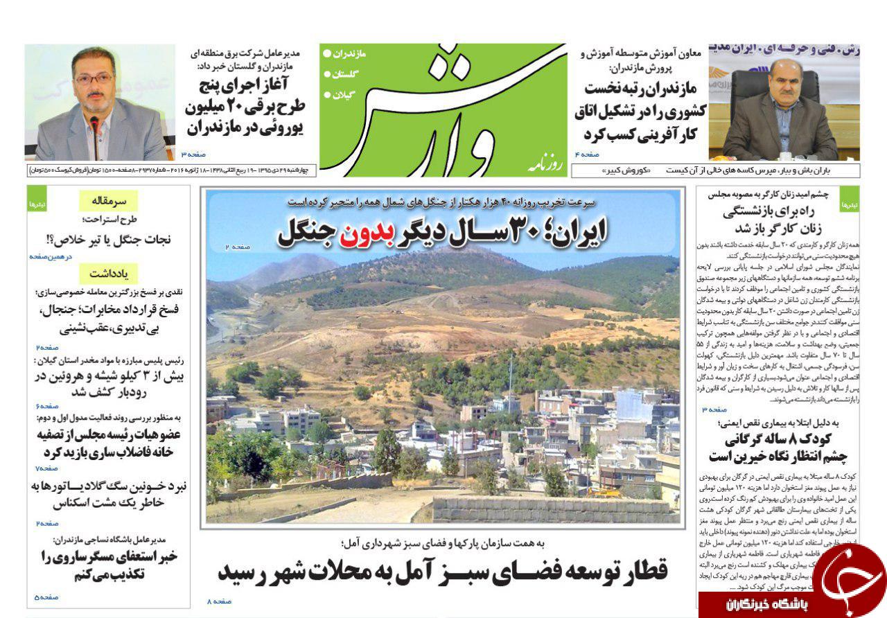 صفحه نخست روزنامه های استان