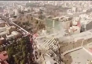 اولین تصاویر هوایی از محل حادثه پلاسکو + فیلم