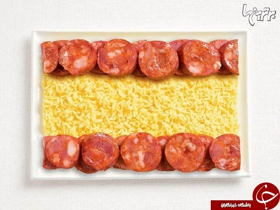 ساخت پرچمهای ملی با غذاهای سنتی کشورها