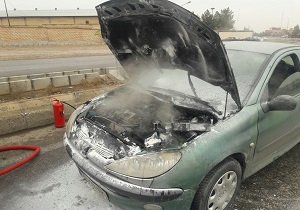 مهار آتش سوزی پژو در سمنان