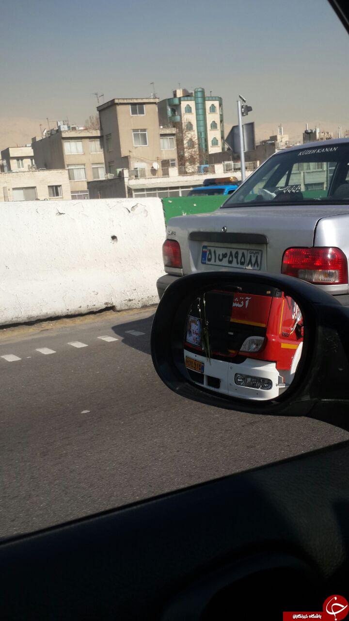 تصاویری از خودرو حامل آتش نشان شهید