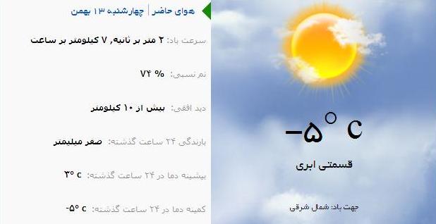 آب و هوا - آذربایجان شرقی 13 بهمن ماه  95