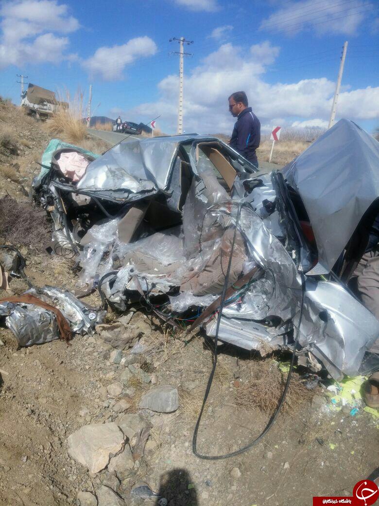تصادف خونین کامیون با پژو 405 + تصاویر