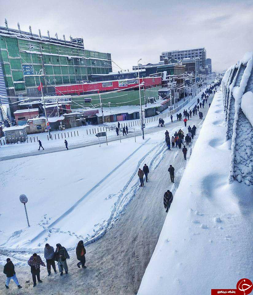 نمای شگفت انگیز از برف زمستانی در کابل