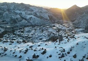 مناظر برفی روستای &laquo;وائن&raquo; + فیلم