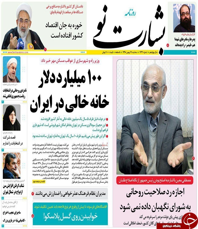 صفحه نخست روزنامه های استان یزد