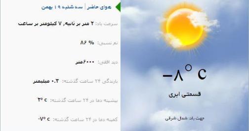 آب و هوا - آذربایجان شرقی 19 بهمن ماه  95