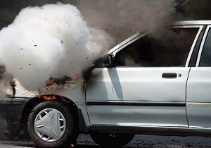 خودروی پرايد در خاش طعمه حريق شد+عکس