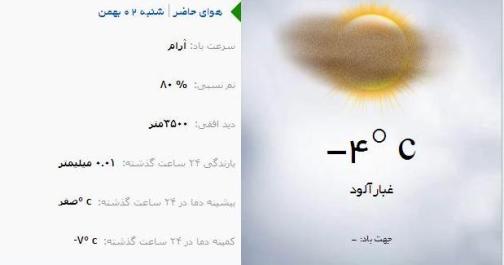 آب و هوا - آذربایجان شرقی 2 بهمن ماه  95