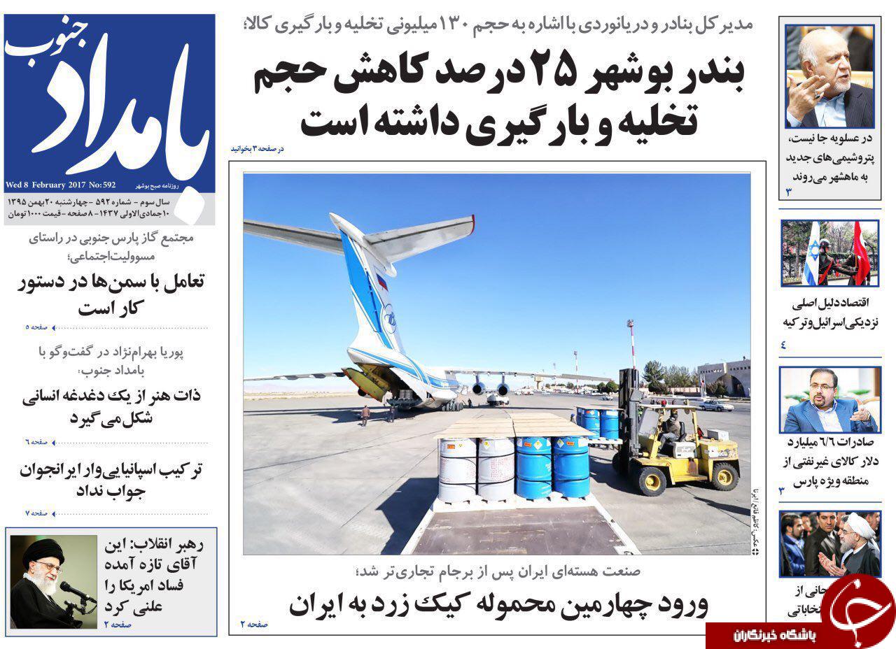 صفحه نخست روزنامه های استان چهارشنبه 20 بهمن