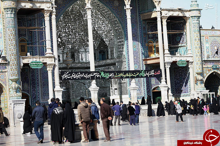 عکس/ سیاهپوش شدن حرم بانوی کرامت در ایام فاطمیه