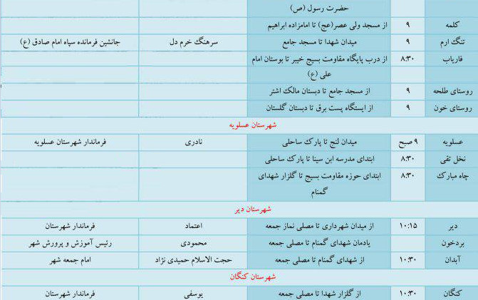 مسیر راهپیمایی 22 بهمن در شهرهای استان بوشهر + تصاویر