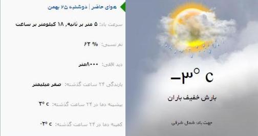 آب و هوا - آذربایجان شرقی 25 بهمن ماه  95