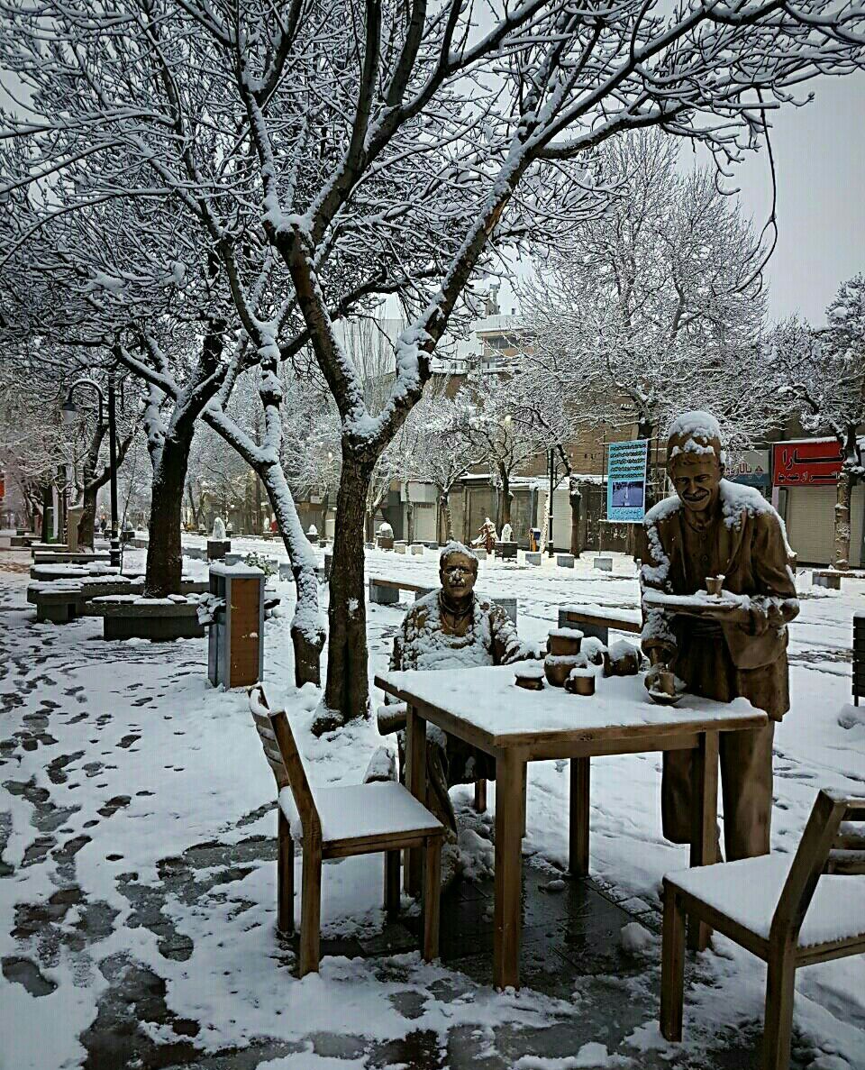 بارش مستمر برف در همدان + تصاویر